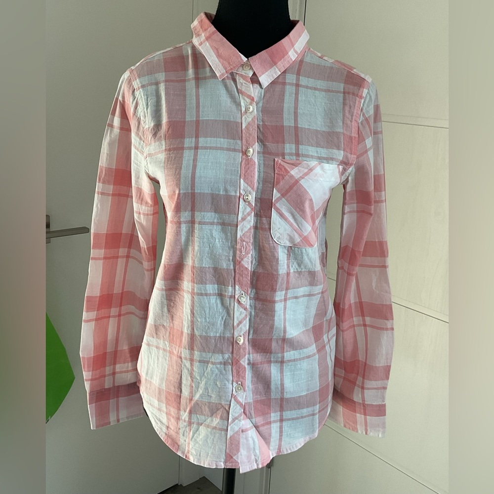 DNMX Women’s / Girls Pink and White Checkered Button Down Shirt with back ties.